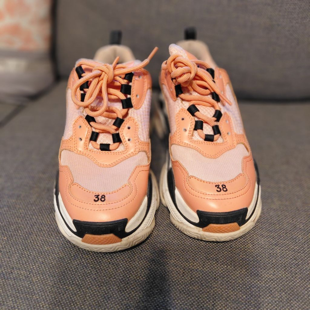 Women's Balenciaga Triple S Sneakers US 7.5 (EU 38) Orange Black White - Picture 4 of 9